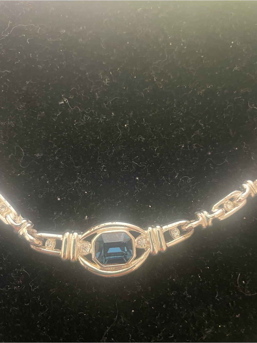Vintage Vendome Silvertone  with Deep Blue Center Stone